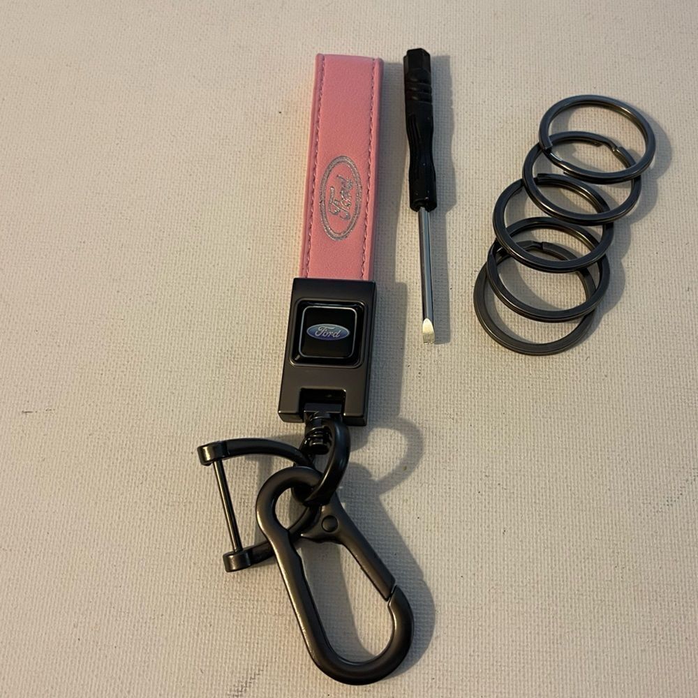 Ford key fob Keychain in Pink leather NWT